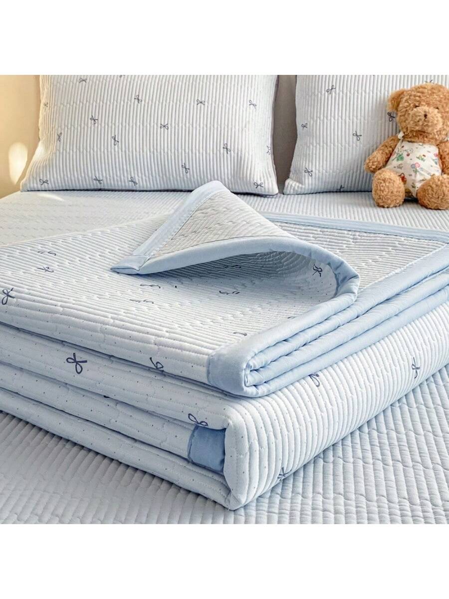 Double Layer Quilted Bedspread Floral Soft Breathable Blanket for Bed Sofa Dorm Room