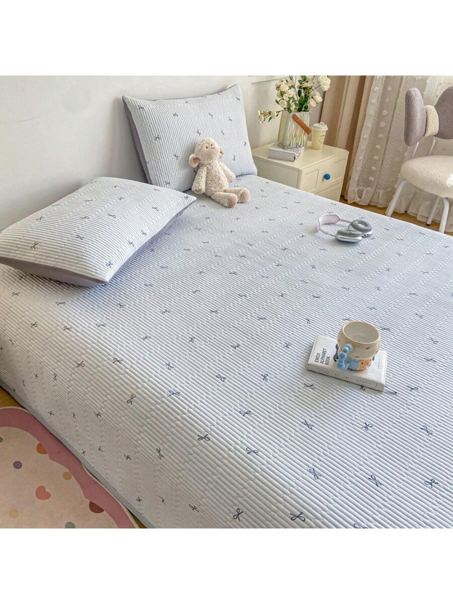 Double Layer Quilted Bedspread Floral Soft Breathable Blanket for Bed Sofa Dorm Room