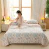 1pc Quilted Cotton Knit Comforter Blanket Fresh Floral Pattern Soft Skin Friendly Machine Washable Suitable For Bedroom Guest Room Dorm Chairs Sofa Pillow Case Not Included main 0