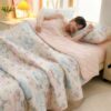 1pc Quilted Cotton Knit Comforter Blanket Fresh Floral Pattern Soft Skin Friendly Machine Washable Suitable For Bedroom Guest Room Dorm Chairs Sofa Pillow Case Not Included main 3