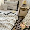 1pc Quilted Knitted Cloud Feel Printed Padded Bedspread Modern Style Floral Pattern Soft Comfortable Breathable All Season Use Washable Multipurpose For Bedroom Guest Room Hotel Bed Sofa Camping Pill (4)