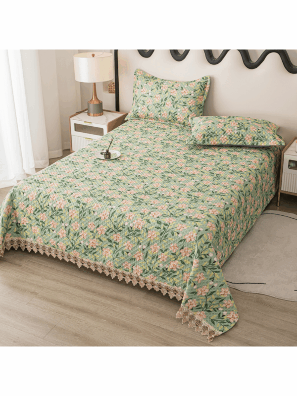Ultrasound Quilted Floral Bedspread Soft Breathable Blanket for Bed Sofa Camping Room