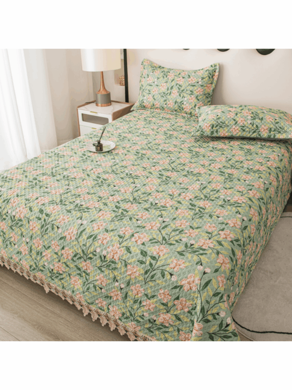 Ultrasound Quilted Floral Bedspread Soft Breathable Blanket for Bed Sofa Camping Room