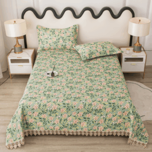 Ultrasound Quilted Floral Bedspread Soft Breathable Blanket for Bed Sofa Camping Room