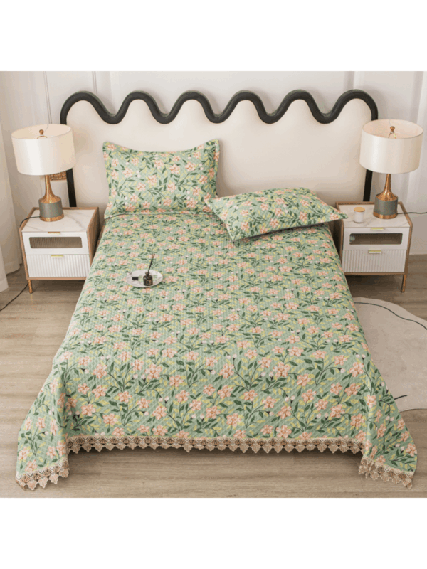 Ultrasound Quilted Floral Bedspread Soft Breathable Blanket for Bed Sofa Camping Room