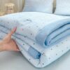 1pc Washed Cotton Quilt Air Conditioning Quilt Summer Quilt Modern Style Butterfly Ditsy Floral Pattern Soft Comfortable Skin Friendly Breathable 100 Polyester Machine Washable Suitable For Bedroom (1)