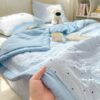 1pc Washed Cotton Quilt Air Conditioning Quilt Summer Quilt Modern Style Butterfly Ditsy Floral Pattern Soft Comfortable Skin Friendly Breathable 100 Polyester Machine Washable Suitable For Bedroom (4)