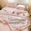1pc Washed Cotton Quilted Comforter Quilt Plant Floral Pattern Soft Breathable For Bare Sleeping Machine Washable Suitable For Bed Sofa Chair Bedroom Guest Room Hotel Pillow Case Pillow Not Included (5)