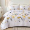 3 Piece Brown Boho Quilt Set Striped Paisley Soft Lightweight Bedding for All Season