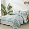 3 Piece Boho Quilt Set Grey Lightweight Bedspread Coverlet for Queen King All Season