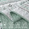 3 Piece Mint Green Bohemian Striped Bedspread Coverlet Set With 2 Pillow Cases Lightweight Soft Microfiber Bedding Set For All Seasons 96 X90 main 3