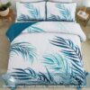 3 Pieces Blue Palms Tree Bedspread Reversible Lightweight Soft Microfiber Bedding Set With 2 Pillowcases For All Season main 2