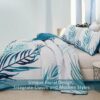3 Pieces Blue Palms Tree Bedspread Reversible Lightweight Soft Microfiber Bedding Set With 2 Pillowcases For All Season main 3