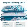 3 Pieces Blue Palms Tree Bedspread Reversible Lightweight Soft Microfiber Bedding Set With 2 Pillowcases For All Season main 6