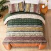 3 Pieces Boho Queen King Quilt Sets Green And Orange Bohemian Quilt Bedding Set Lightweight Microfiber Bed Decor Bedspread For All Season 96 X90 main 3
