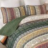 3 Pieces Boho Queen King Quilt Sets Green And Orange Bohemian Quilt Bedding Set Lightweight Microfiber Bed Decor Bedspread For All Season 96 X90 main 5