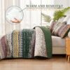 3 Pieces Boho Queen King Quilt Sets Green And Orange Bohemian Quilt Bedding Set Lightweight Microfiber Bed Decor Bedspread For All Season 96 X90 main 6