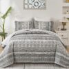 3 Pieces Boho Quilt Set Queen King Size Grey Bohemian Quilt Sets Lightweight Summer Bedspread Coverlet Bedding Set For All Season main 0