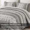3 Pieces Boho Quilt Set Queen King Size Grey Bohemian Quilt Sets Lightweight Summer Bedspread Coverlet Bedding Set For All Season main 4
