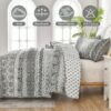 3 Pieces Boho Quilt Set Queen King Size Grey Bohemian Quilt Sets Lightweight Summer Bedspread Coverlet Bedding Set For All Season main 6