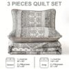 3 Pieces Boho Quilt Set Queen King Size Grey Bohemian Quilt Sets Lightweight Summer Bedspread Coverlet Bedding Set For All Season main 7