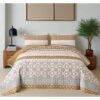 3 Pieces Brown Boho Quilt Set Queen King Size Striped Paisley Quilt Bedspread Coverlet Set Soft Microfiber Lightweight Bedding Set For All Season main 0
