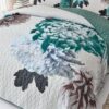 3 Pieces Quilt Set Queen King Green Floral Pattern Coverlet Boho Bedspread With 2 Pillow ShamsSoft Microfiber Lightweight Yellow Quilt Bedspread For All Season main 2