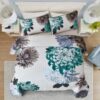 3 Pieces Quilt Set Queen King Green Floral Pattern Coverlet Boho Bedspread With 2 Pillow ShamsSoft Microfiber Lightweight Yellow Quilt Bedspread For All Season main 3