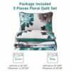 3 Pieces Quilt Set Queen King Green Floral Pattern Coverlet Boho Bedspread With 2 Pillow ShamsSoft Microfiber Lightweight Yellow Quilt Bedspread For All Season main 6