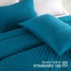3 Pieces Teal Blue Diamond Quilt Set Queen King Size Embossed Design Bedspread Coverlet With Pillow Shams main 4
